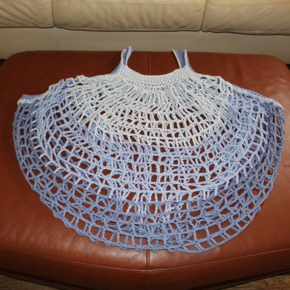 Handmade Crochet  multi Blue Market Bag Size Extra Large Crocheted with love - Picture 10 of 10